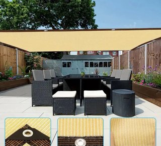 Toldo sombra beige con anillas