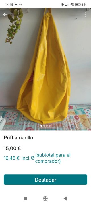 Puff amarillo piel sintética
