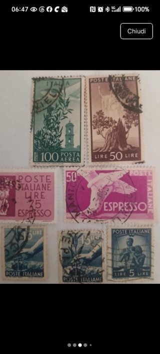 7 Francobolli Italiani Usati Anni '40/'50