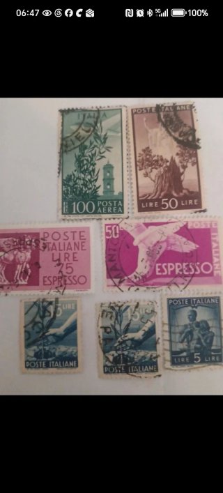7 Francobolli Italiani Usati Anni '40/'50