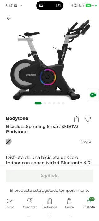 Bicicleta Spinning Bodytone SMB1V3 Negra