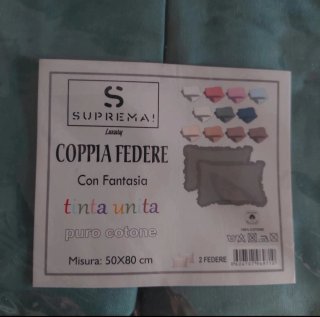 Coppia federe verdi volant 100% cotone 50x80 cm