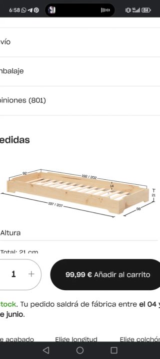 Cama Montessori de madera
