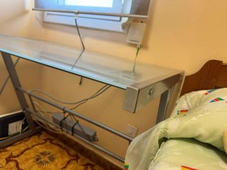 Mesa escritorio cristal templado y metal