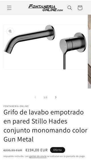 Grifo Stillo Hades Empotrado Gun Metal