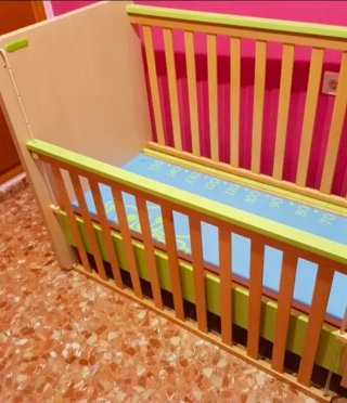 Cuna convertible en cama infantil + colchón REGALO