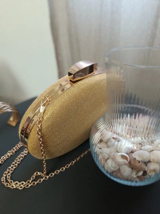 Bolso Clutch Dorado Brillante