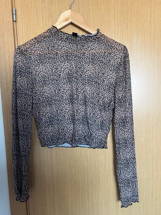 Top Leopardo Manga Larga