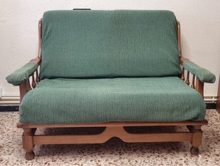 Sofá de 2 plazas madera y tela