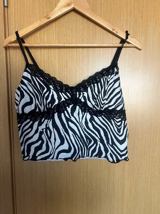 Top Cebra con Encaje Negro