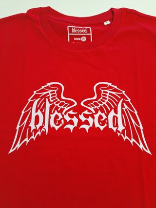 Camiseta BLESSED Negra y roja LIQUIDICACIÓN