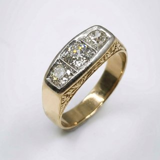Anillo tresillo oro 18k diamantes