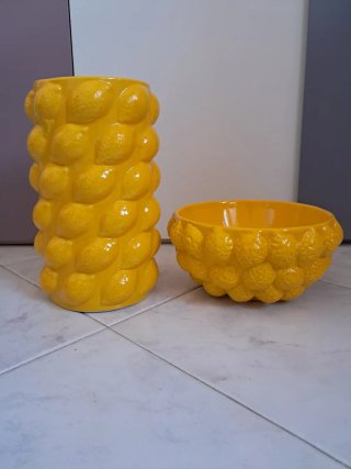 Vaso giallo limoni in ceramica