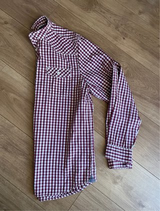 Camisa cuadros burdeos y blanca