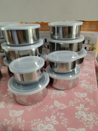 Set Contenitori Acciaio Inox Coperchio Plastica