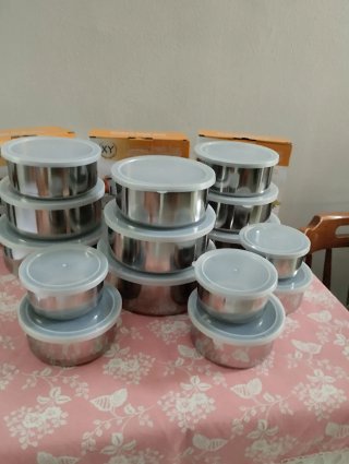 Set Contenitori Acciaio Inox Coperchio Plastica