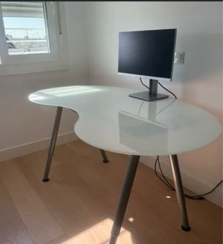Mesa escritorio cristal templado y metal