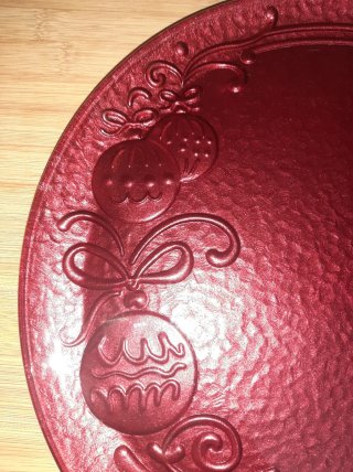 Prato Natalício Grande Vermelho Vidro