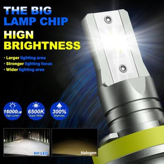 Sycreek Bombilla H8 H9 H11 LED Coche,55W 16000LM 1:1 Mini Bombillas Led H11
