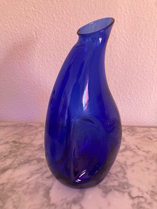 Jarra Vidrio Soplado Azul Cobalto
