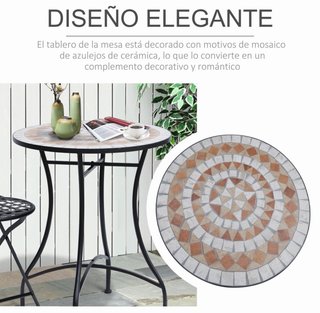 Mesa redonda de jardín mosaico