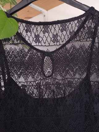 Vestido mini encaje negro Inditex Talla M