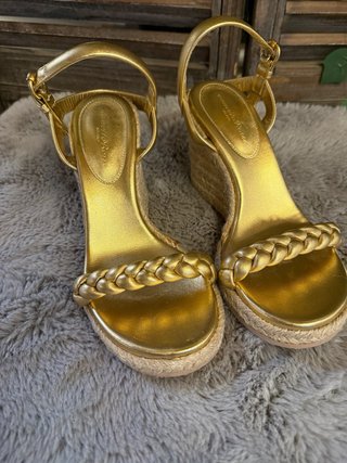 Sandalias cuña doradas Gianvito Rossi