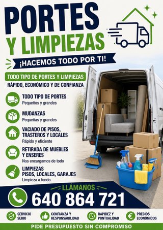 Todo tipo de portes limpiezas y mudanzas.