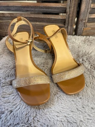 Sandalias Michael Kors Tacon Brillantes Marron
