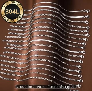 11 Pulseras Acero Estilo Mixto