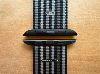 Apple Watch 42mm. Black Stripe Woven Nylon