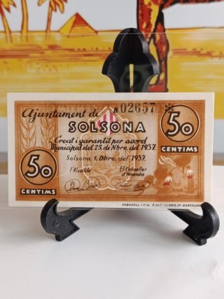 BILLETES GUERRA CIVIL SOLSONA 1937 1 y 0'50