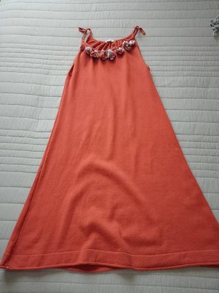 Vestido naranja tirantes con flores