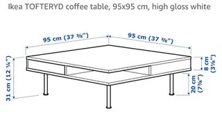Mesa TOFTERYD centro blanca cuadrada alto brillo