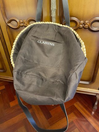 Bolso de playa de rafia con lazo naranja