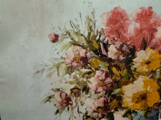 Cuadro óleo jarrón con flores