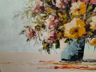 Cuadro óleo jarrón con flores