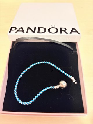 Pulsera Pandora Cordón Azul y Plata