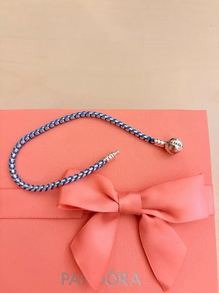Pulsera Pandora Cordón Azul y Plata