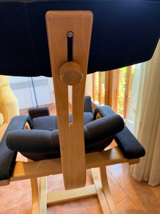 Silla ergonómica negra y madera