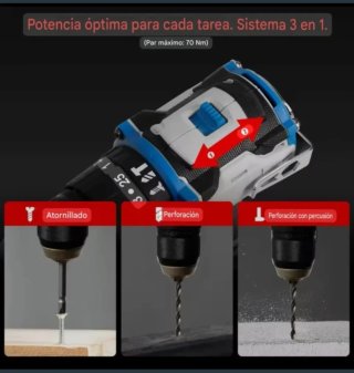 Taladro Atornillador Inalámbrico (2 Baterías)