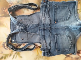 Salopette bambina jeans cuore 7/8 anni