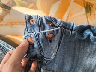 Salopette bambina jeans cuore 7/8 anni