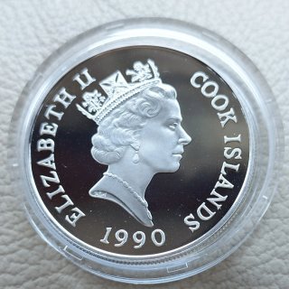 Moneda plata PROOF Mundial Italia 90 Islas Cook