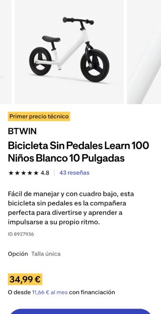 Bicicleta de equilibrio decathlon