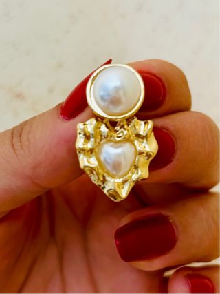 Orecchini donna pendenti cuore perla oro