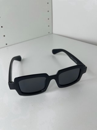Occhiali da sole neri rettangolari Y2K UV400