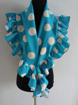 Mantoncillo Flamenca  Azul y Blanco