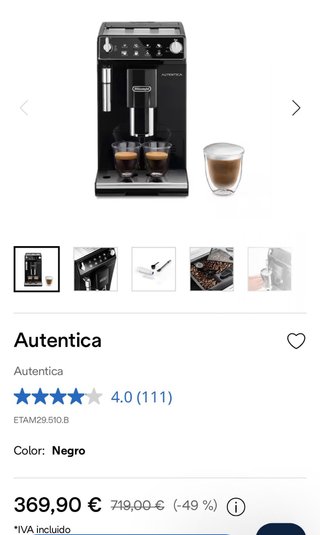Cafetera Delonghi Autentica NUEVA ETAM29.510.B