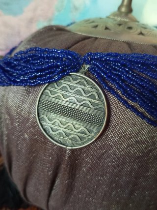 Collar Indio Vintage Azul y Plateado